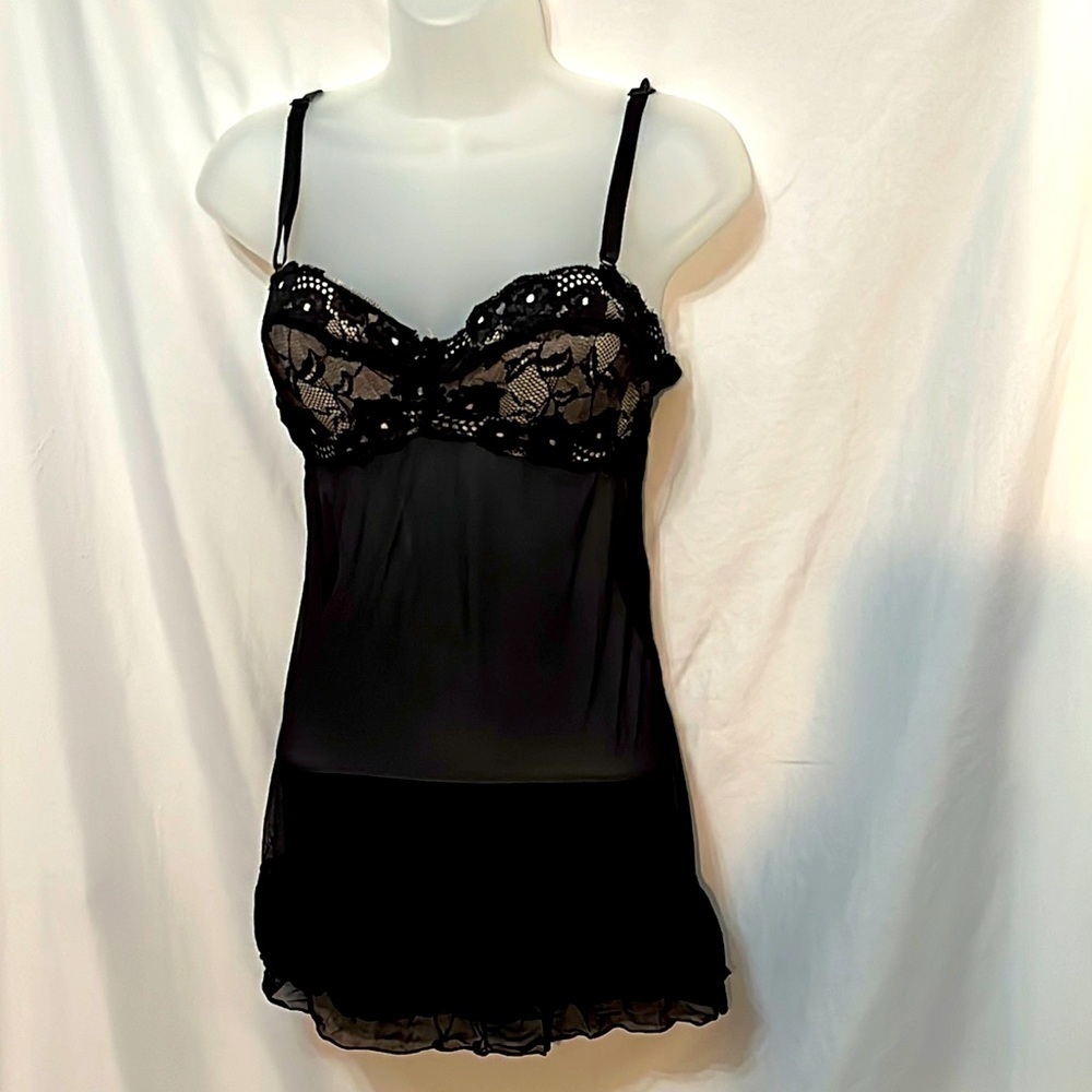 Womens Lace Elegant Black Lingerie Top Size Large
